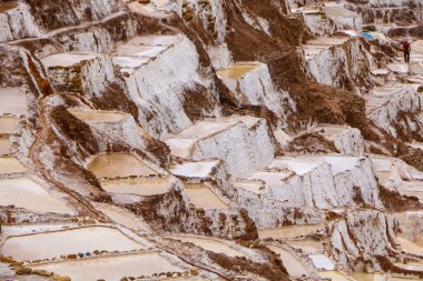 Maras tuz buharlaşması Cusco şehrindeki tuz madenlerinde gerçekleşir. Peru 'daki kutsal vadide.