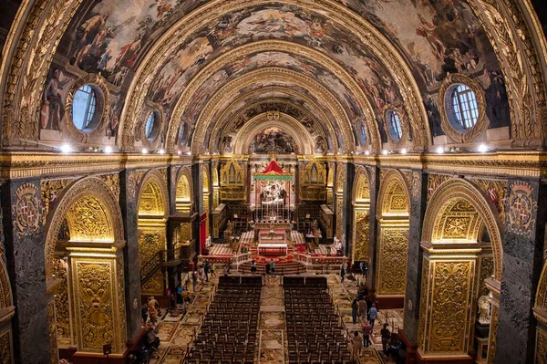 Gyönyörű Belseje John Cathedral Unesco Világörökség Része Város Valletta Máltán — Stock Fotó