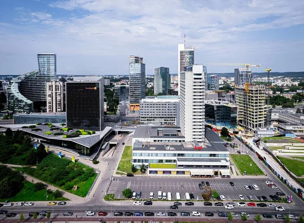 Vilnius Litvanya Nın Yeni Şehir Merkezinin Hava Görüntüsü — Stok fotoğraf