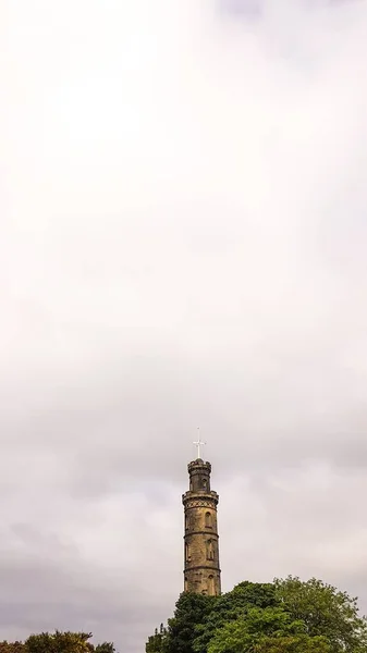 Uma Foto Vertical Parte Superior Monumento Nelson Edimburgo Escócia — Fotografia de Stock