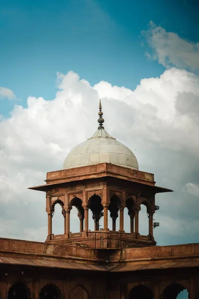 Vertikal Bild Kupolen Jama Masjid Moskén Delhi Indien — Stockfoto