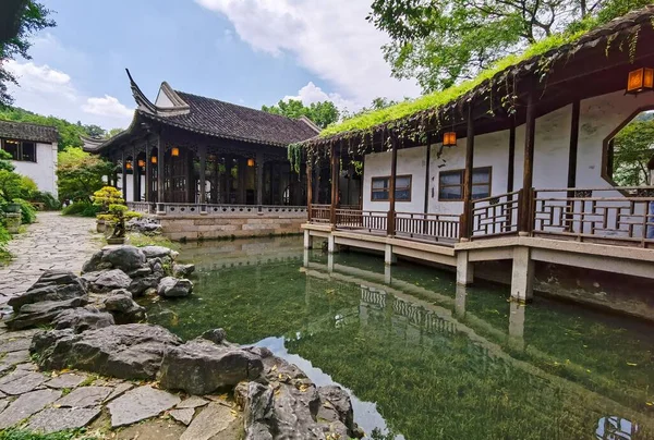 Traditional Old Houses Water Ponds Ancient Town Wuxi City Jiangsu — Stock Photo, Image