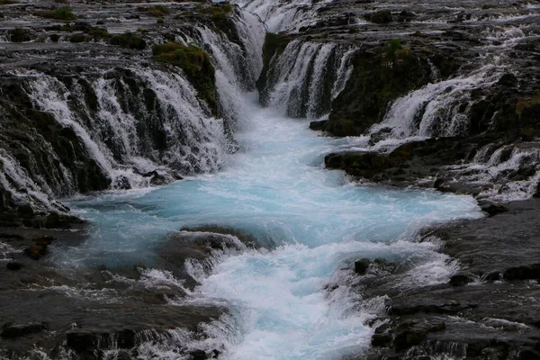 Beautiful Scenery Flowing Bruarfoss Waterfall Bruara River Iceland — Stock Photo, Image