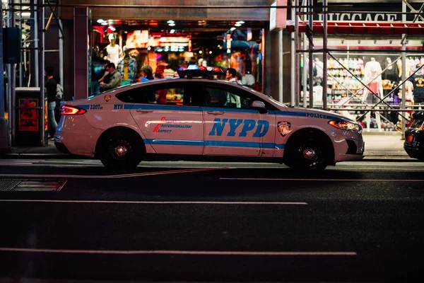 Närbild Nypd Car Nära Time Square New York City — Stockfoto