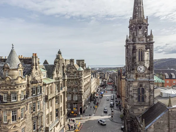 Aerial View Ancient Royal Mile Morning — Stock Photo, Image
