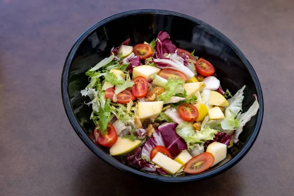 Gros Plan Une Salade Légumes Frais Dans Bol Servi Dans — Photo