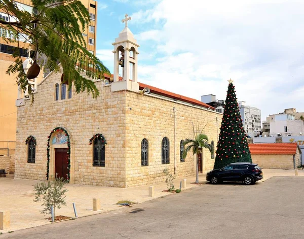 Hayfa Daki Ortodoks Kilisesi Nde Noel Ağacı — Stok fotoğraf