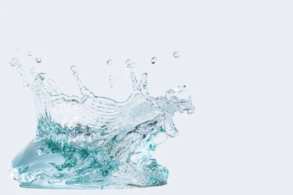 Ett Makro Skott Rent Vatten Stänk Vit Bakgrund Med Kopieringsutrymme — Stockfoto