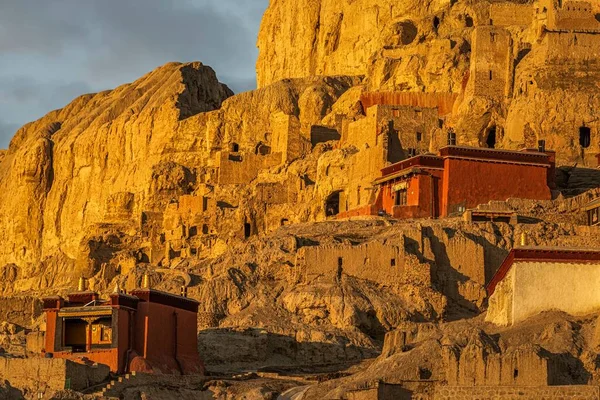 stock image A closeup shot of the ruins of the Guge Dynasty in Zada County at sunrise