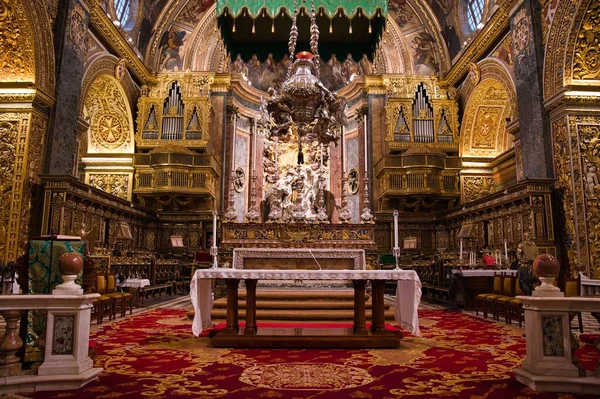 Hermoso Interior Catedral San Juan Ciudad Patrimonio Humanidad Valeta Malta — Foto de Stock