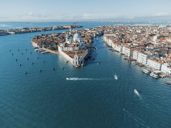 Αεροφωτογραφία Της Προκυμαίας Της Βενετίας Ιταλία Ένα Ηλιόλουστο Πρωινό — Φωτογραφία Αρχείου