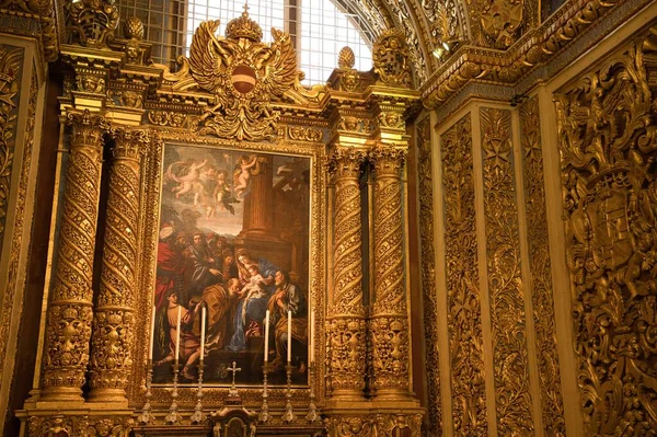 Vacker Interiör John Cathedral Unesco Världsarv Staden Valletta Malta — Stockfoto