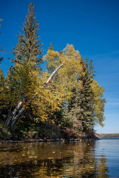 Bujné Podzimní Stromy Břehu Jezera Národním Parku Prince Albert Saskatchewan — Stock fotografie