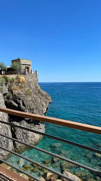Widok Morze Śródziemne Cinque Terre Włochy — Zdjęcie stockowe