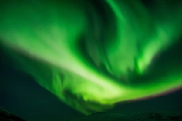 Beautiful Shot Bright Green Aurora Northern Lights Mountains Norway — Stock Photo, Image