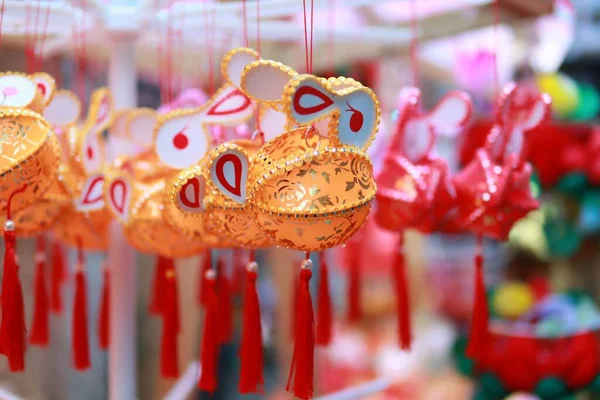 Selective Focus Colorful Rabbit Lantern Ornaments Chinese New Year Holidays — Stock Photo, Image