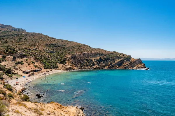 Piękny Krajobraz Morski Zalesionymi Klifami Wybrzeżu Korbous Tunezja — Zdjęcie stockowe