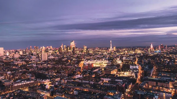 London Skyline Dramatic Evening Drone — Stock Photo, Image