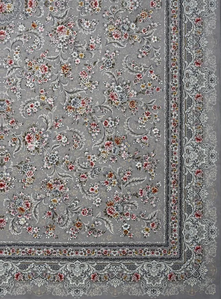 Eine Vertikale Aufnahme Eines Grauen Teppichs Mit Kleinen Blumen — Stockfoto