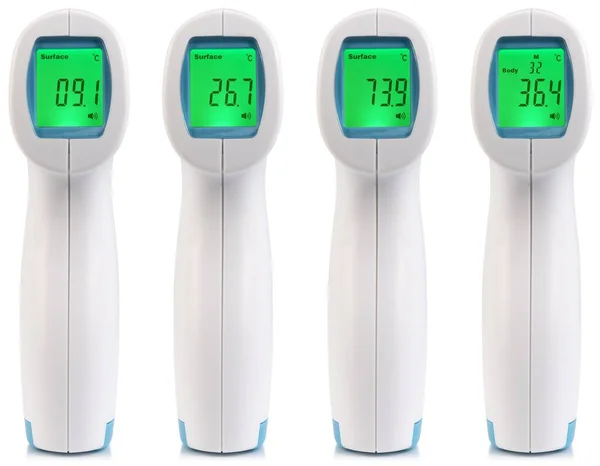 Eine Nahaufnahme Des Berührungslosen Medizinischen Digitalen Infrarot Thermometers Für Objektmessungen — Stockfoto