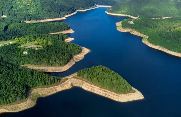 Vista Aérea Del Lago Oasa Rumania Verano Bosque —  Fotos de Stock
