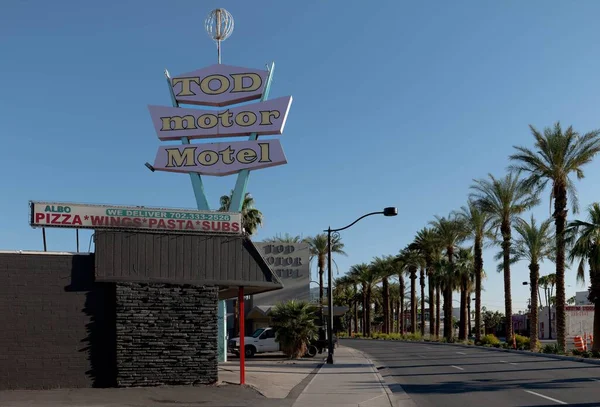 Sinal Tod Motor Hotel Las Vegas Contra Céu Azul Dia — Fotografia de Stock