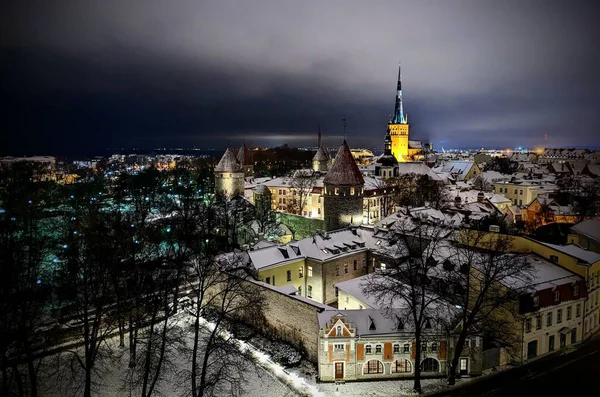 Вид Воздуха Старый Город Таллинн Эстонии Зимой — стоковое фото