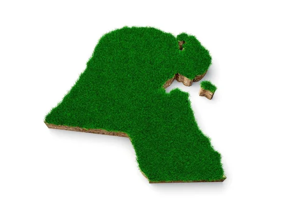 Die Kuwait Karte Bodengeologie Querschnitt Mit Grünem Gras Illustration — Stockfoto