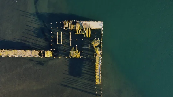 从无人机上俯瞰被遗弃的码头 Bodega Bay California Usa — 图库照片