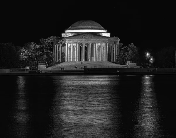 Una Foto Scala Grigi Del Jefferson Memorial Washington — Foto Stock