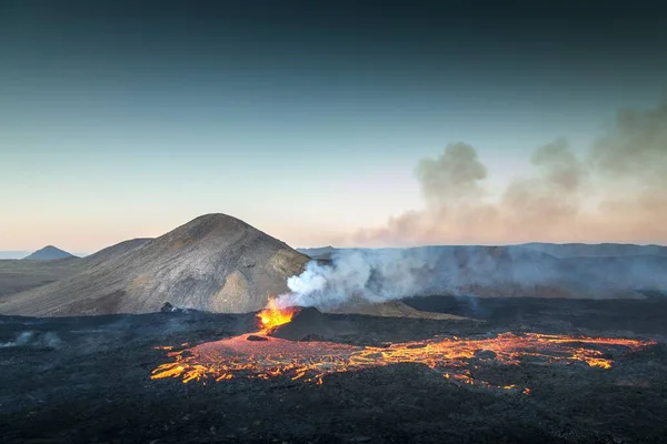 Una Vista Panorámica Del Volcán Fagradalsfjall Península Reykjanes Reykjavik Islandia — Foto de Stock