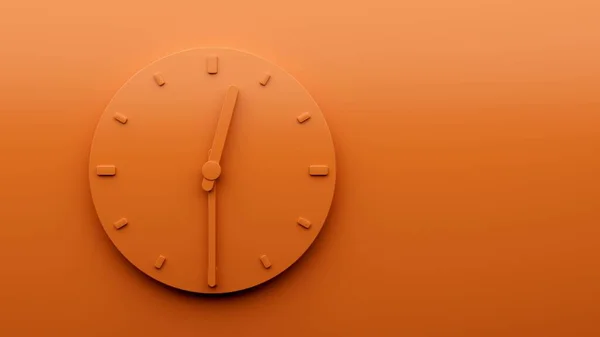 Representación Reloj Pared Minimalista Aislado Sobre Fondo Naranja —  Fotos de Stock