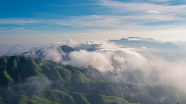 High Angle View Clouds Covering Peaks Wugong Mountains China — Stock Photo, Image