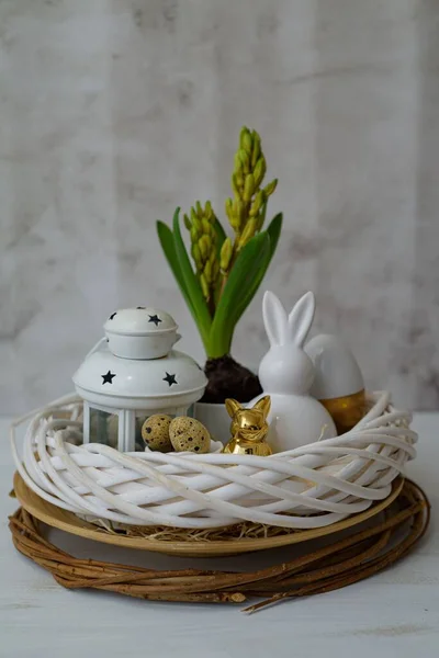 Una Hermosa Decoración Pascua Color Blanco — Foto de Stock