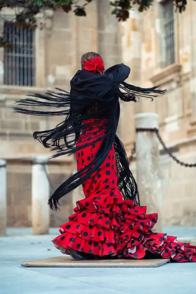 Eine Vertikale Aufnahme Eines Tanzenden Weiblichen Nationaltanzes Spanien — Stockfoto