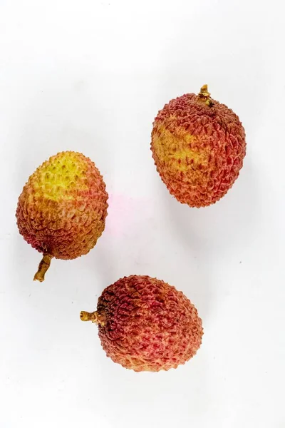 Bunch Pink Lychee Fruit Isolated White Background — Stock Photo, Image