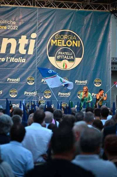 Vertical Shot Fratelli Italia Party Leader Giorgia Meloni Electoral Rally — Stock Photo, Image
