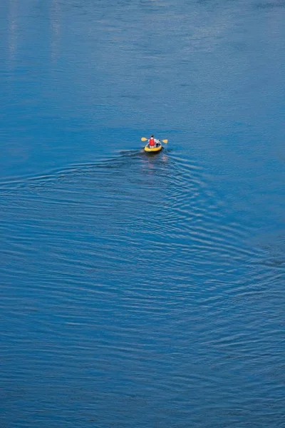Man Kayaking River Axe East Devon — Stock Photo, Image