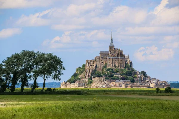 Beautiful Scene Famous Mont Saint Michel Abbey Island Abbay Mont — стоковое фото