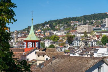 Lindenhof, İsviçre 'den Zürih manzarası.