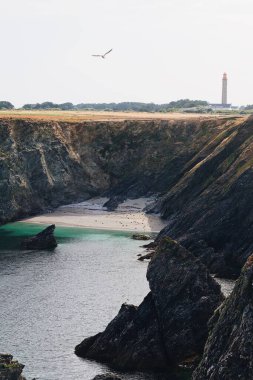 Fransa'da ünlü Belle Ile en Mer adasının Goulphar deniz feneri
