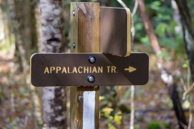 Appalachian bölgesine giden yolu gösteren bir tahta direğin üzerindeki kahverengi işaret.