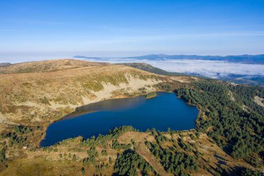 İspanya, Burgos 'taki Neila Lagoons Doğal Parkı' nın insansız hava aracı görüntüsü.