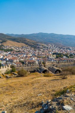 Türkiye 'nin Osmanlı Şatosu' ndan Selcuk ilçesinin dikey hava görüntüsü