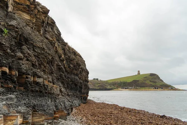 Het Kustzicht Bij Kimmeridge Bay Dorset Toont Lagen Olieschalie Speksteen — Stockfoto