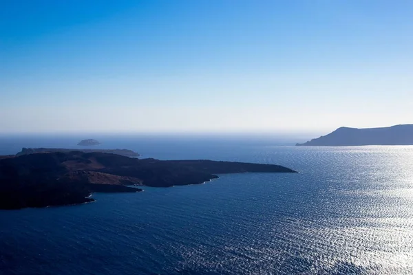 Luftaufnahme Eines Blauen Ozeans Sommer Mit Blauem Himmel Hintergrund Oia — Stockfoto
