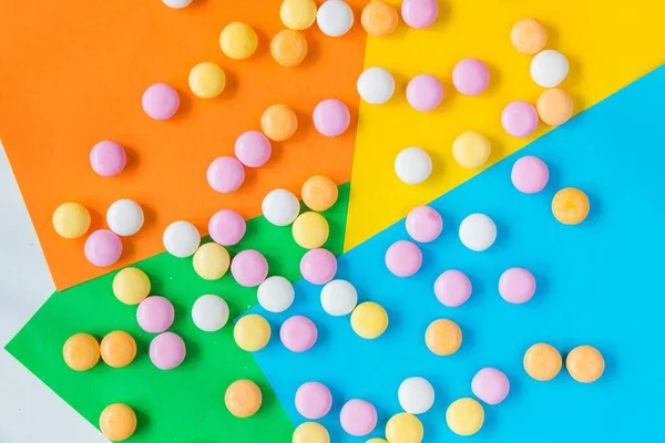 Bonbons Cercle Coloré Sur Fond Coloré Papier Peint Parfait — Photo