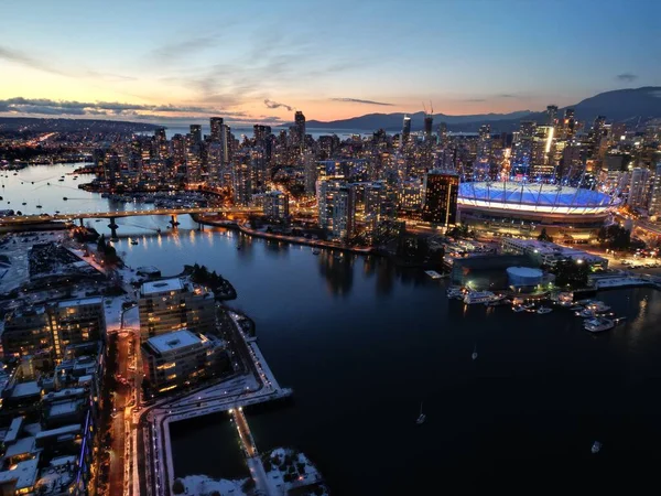 Aerial Downtown Vancouver False Creek — Stock Photo, Image