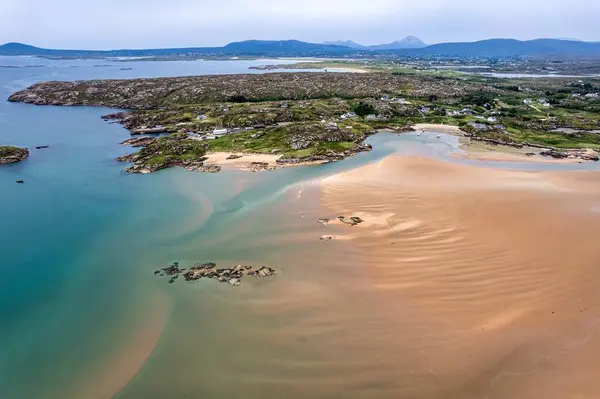 Aerial Shot Atlantic Ocean Meeting Sandy Shores County Donegal Ireland — Stock Photo, Image