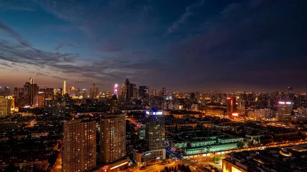 Centrum Kultury Przed Zachodem Słońca Galaxy Square Tianjin Chiny — Zdjęcie stockowe